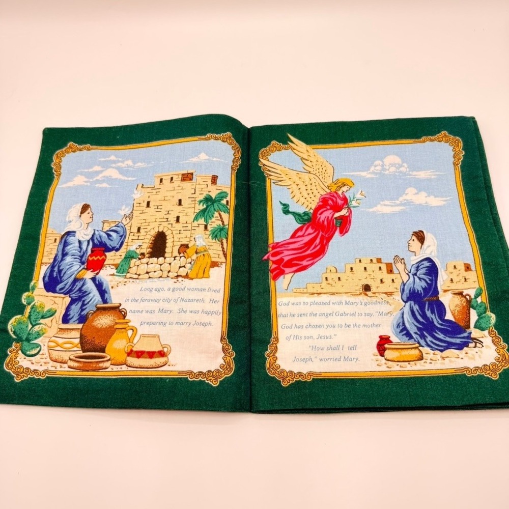 Vintage Christmas Cloth Book Set Littlest Soldier The Night Christ Was Born 2pc - Picture 7 of 7